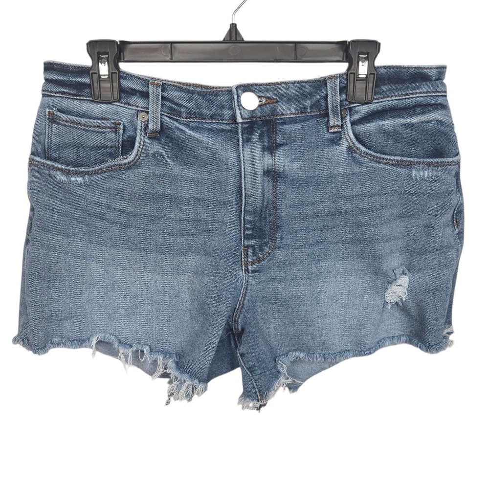 Evereve The Ever Short Denim Jean Shorts Blue Distressed Frayed Hem Womens 30